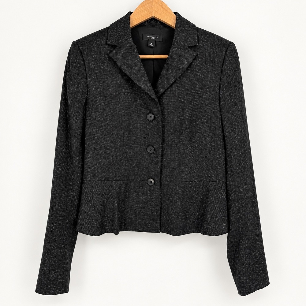 Ann Taylor 4 Wool Blend Peplum Blazer Professional Career Tailored Workwear